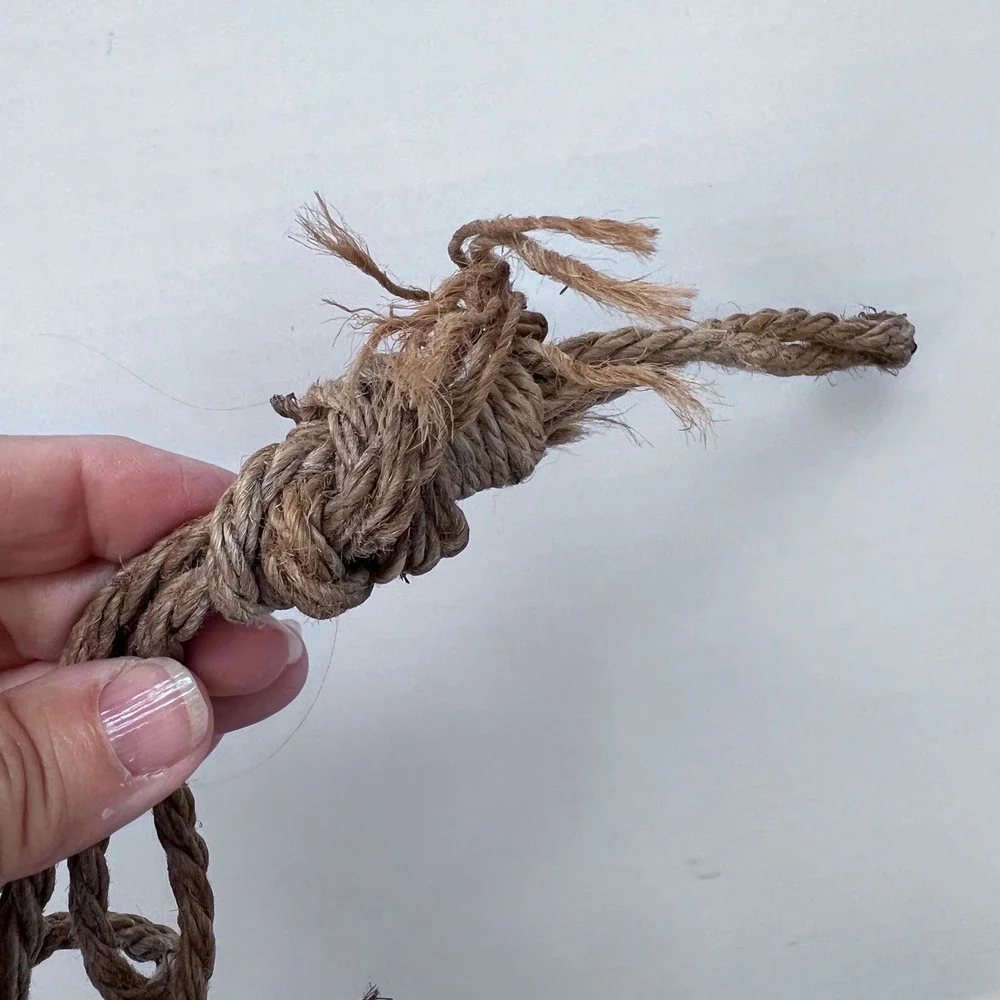 Set of 3 Woven Hanging Baskets White Brown Cotton‎ Rope Seagrass Boho Decor READ